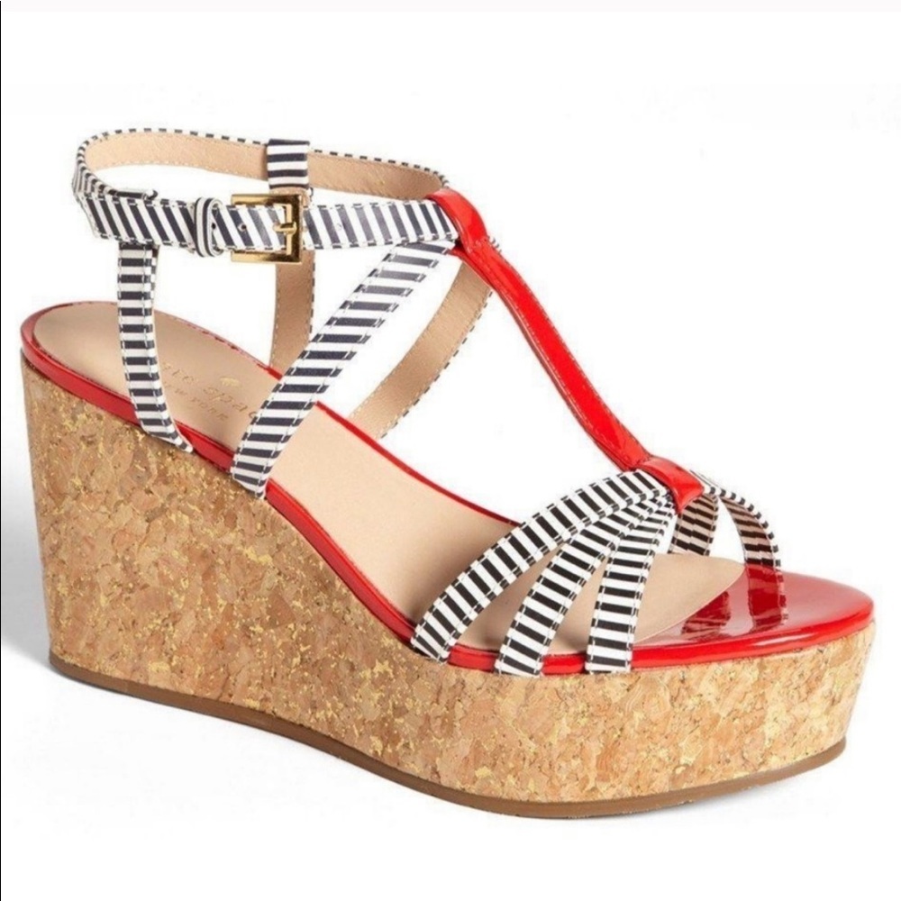 Kate spade stripped cork platform sandals 10.5